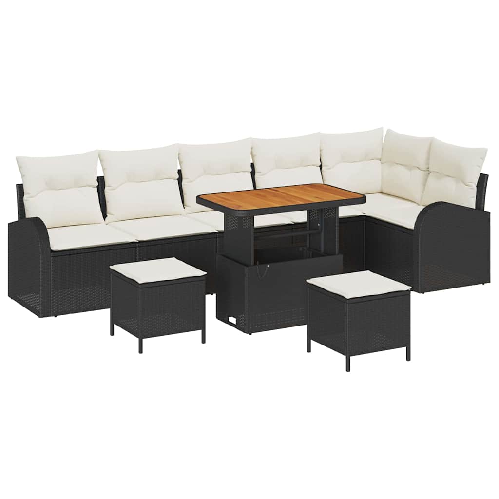 Tuin Sofa Set met kussen met opslag 9 pcs Zwart en Crème is nu te koop bij PeponiXL, paradijselijk wonen!