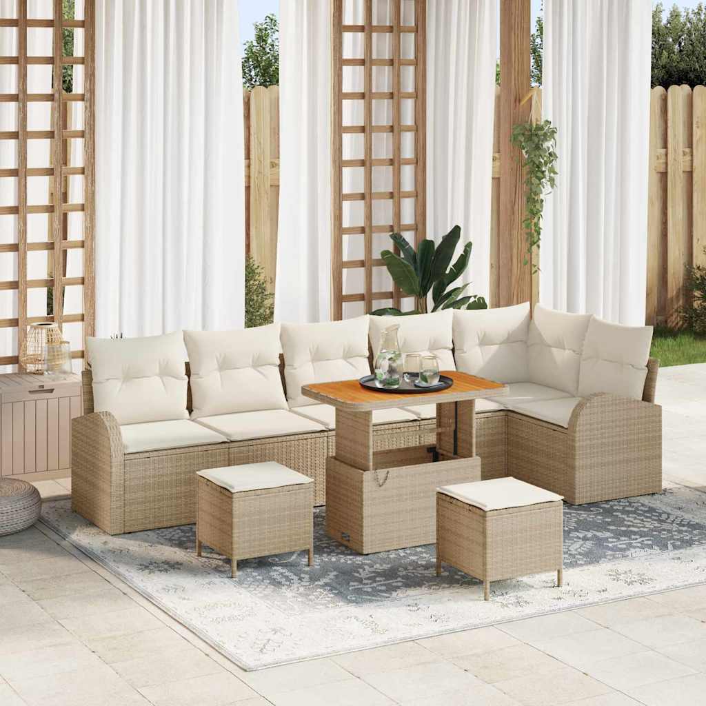 Tuin Sofa Set met kussen met opslag 9 pcs Beige en Crème is nu te koop bij PeponiXL, paradijselijk wonen!