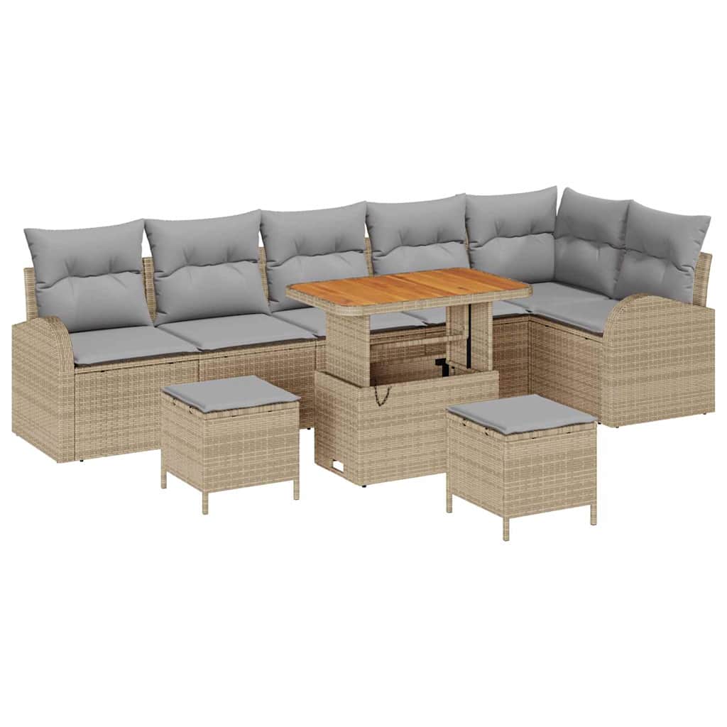 Tuin Sofa Set met kussen met opslag 9 pcs Beige en Licht Grijs is nu te koop bij PeponiXL, paradijselijk wonen!