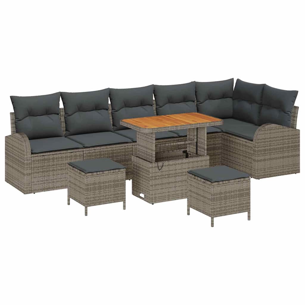 Tuin Sofa Set met kussen met opslag met kussen 9 pcs Grijs is nu te koop bij PeponiXL, paradijselijk wonen!