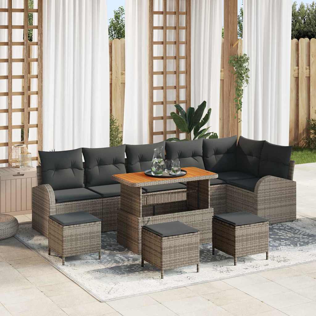 Tuin Sofa Set met kussen met opslag met kussen 10 pcs Grijs is nu te koop bij PeponiXL, paradijselijk wonen!
