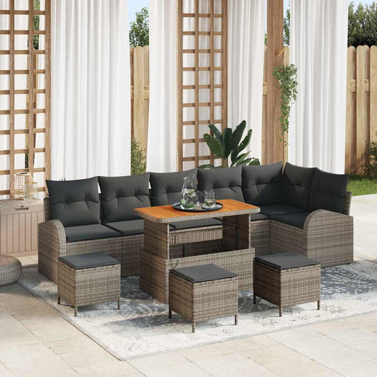 Tuin Sofa Set met kussen met opslag met kussen 10 pcs Grijs is nu te koop bij PeponiXL, paradijselijk wonen!