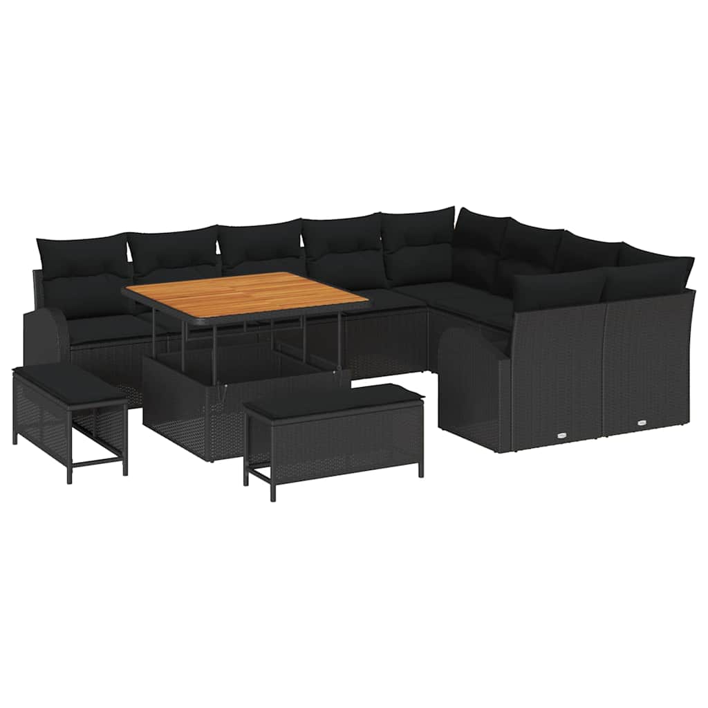 Tuin Sofa Set met kussen met opslag 12 pcs Zwart is nu te koop bij PeponiXL, paradijselijk wonen!