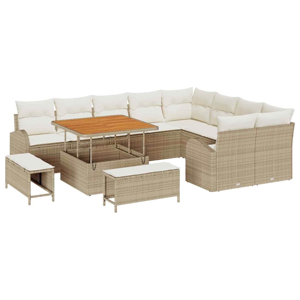 Tuin Sofa Set met kussen met opslag 12 pcs Beige en Crème is nu te koop bij PeponiXL, paradijselijk wonen!