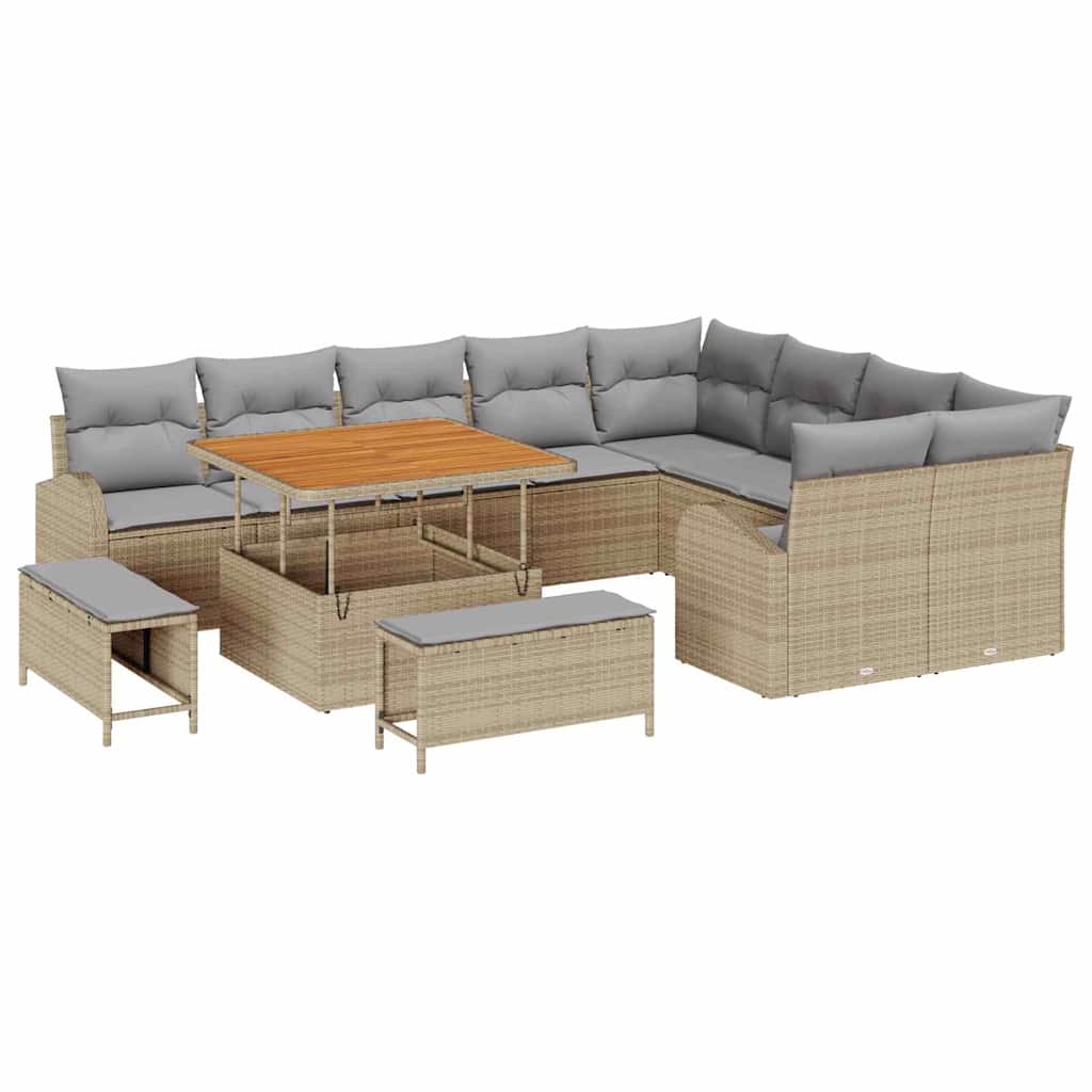 Tuin Sofa Set met kussen met opslag 12 pcs Beige en Licht Grijs is nu te koop bij PeponiXL, paradijselijk wonen!