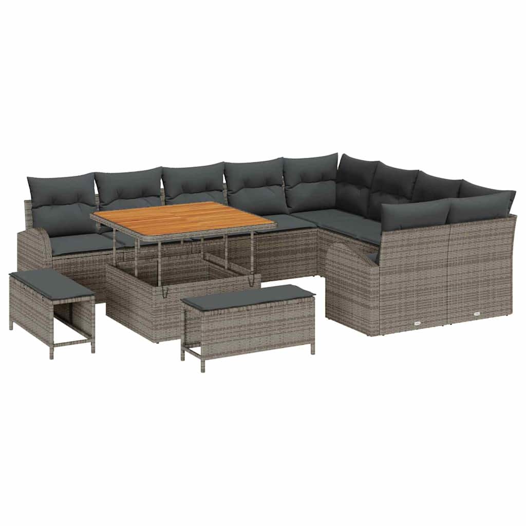 Tuin Sofa Set met kussen met opslag 12 pcs Grijs is nu te koop bij PeponiXL, paradijselijk wonen!