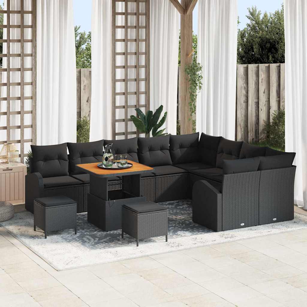 Tuin Sofa Set met kussen met opslag 12 pcs Zwart is nu te koop bij PeponiXL, paradijselijk wonen!