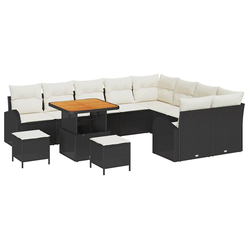 Tuin Sofa Set met kussen met opslag 12 pcs Zwart en Crème is nu te koop bij PeponiXL, paradijselijk wonen!