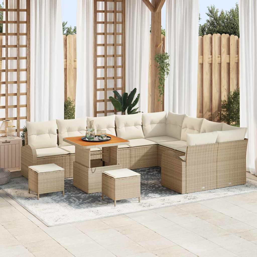 Tuin Sofa Set met kussen met opslag 12 pcs Beige en Crème is nu te koop bij PeponiXL, paradijselijk wonen!