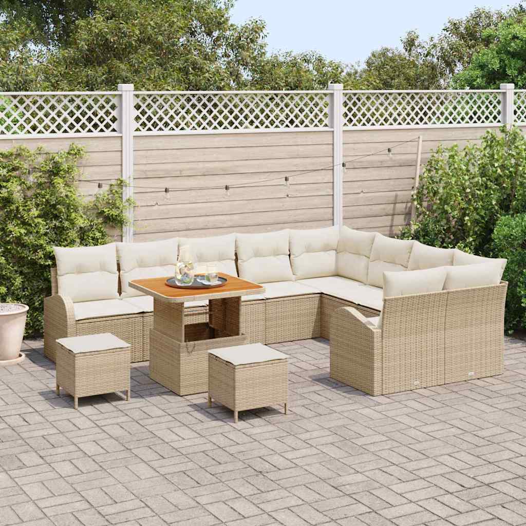 Tuin Sofa Set met kussen met opslag 12 pcs Beige en Crème is nu te koop bij PeponiXL, paradijselijk wonen!