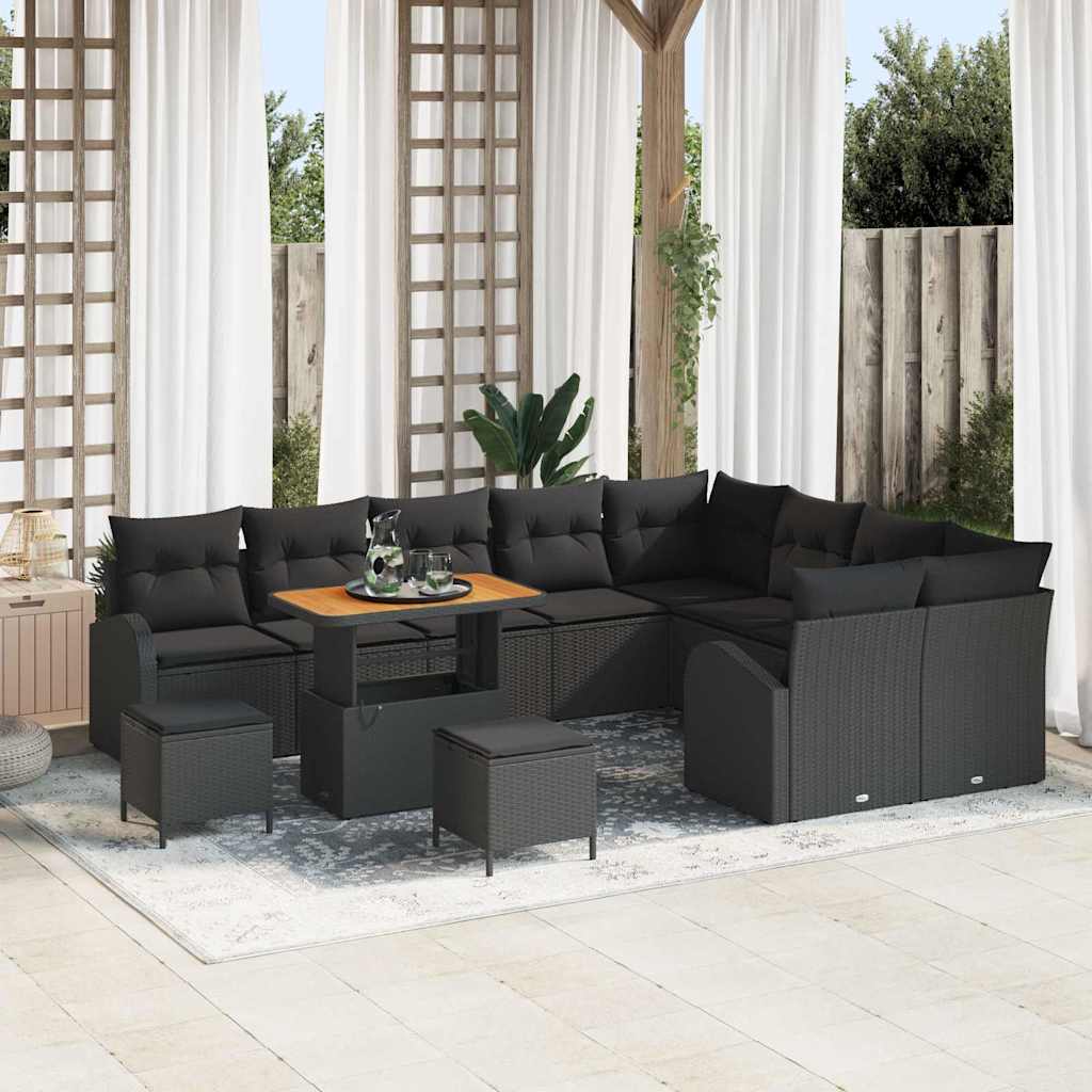Tuin Sofa Set met kussen met opslag 12 pcs Zwart is nu te koop bij PeponiXL, paradijselijk wonen!