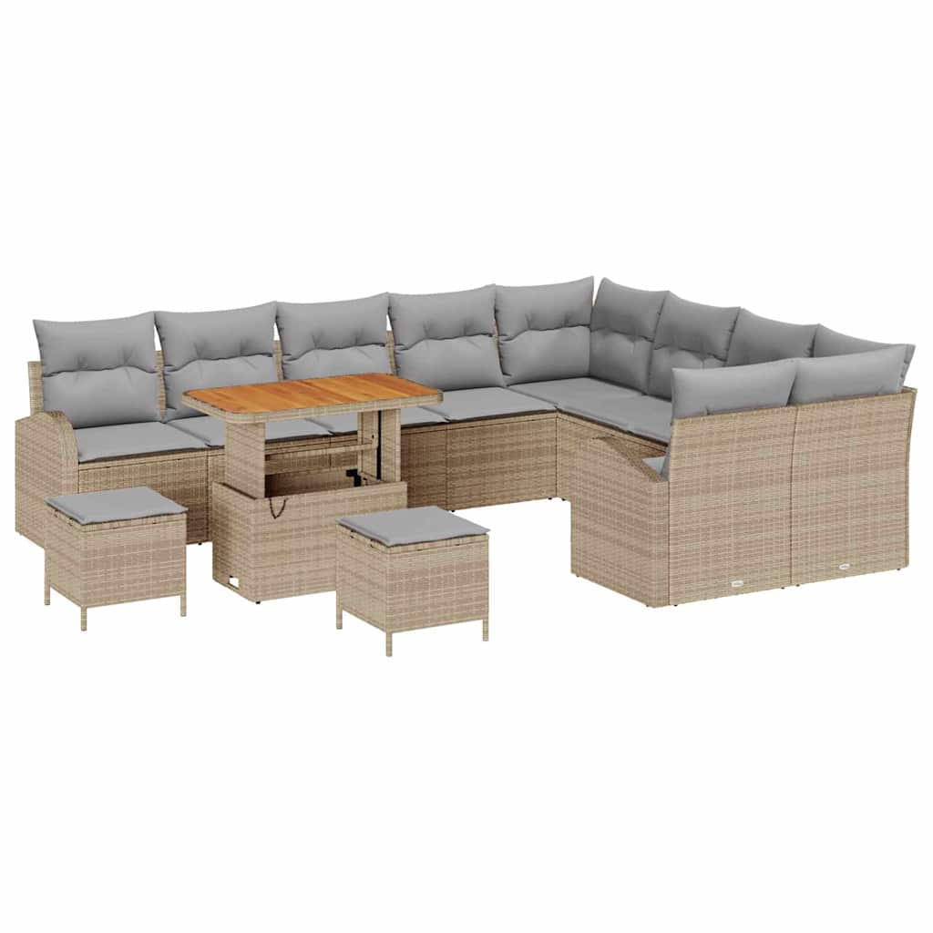 Tuin Sofa Set met kussen met opslag 12 pcs Beige en Licht Grijs is nu te koop bij PeponiXL, paradijselijk wonen!