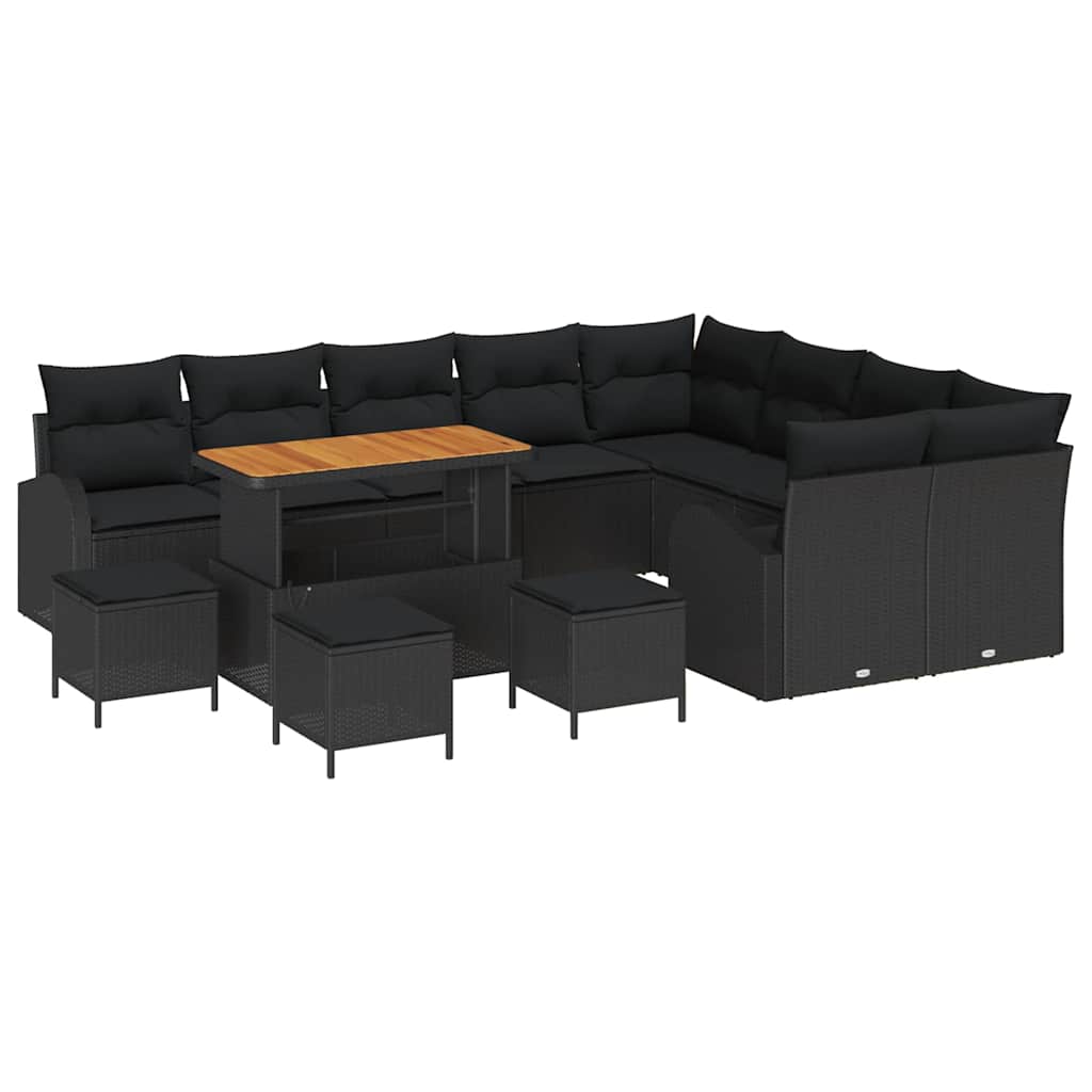 Tuin Sofa Set met kussen met opslag 13 pcs Zwart is nu te koop bij PeponiXL, paradijselijk wonen!