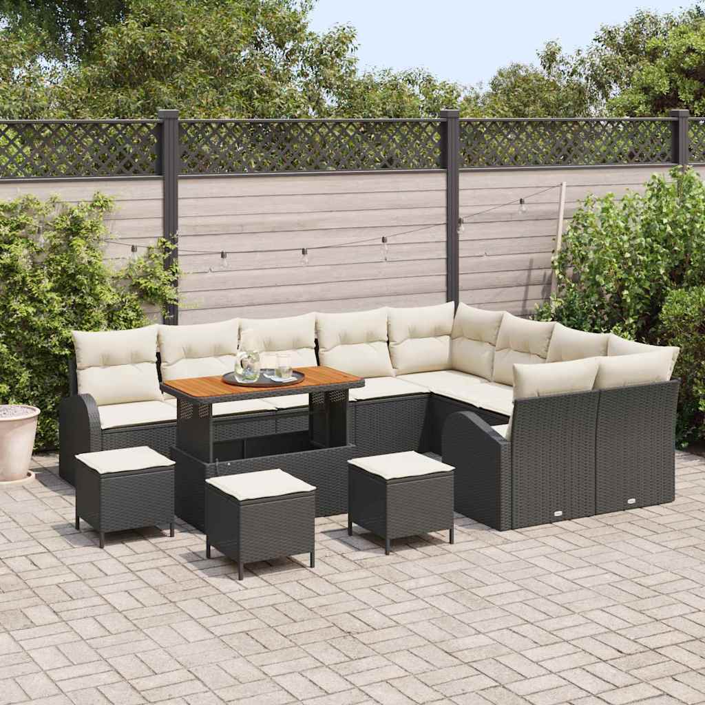 Tuin Sofa Set met kussen met opslag 13 pcs Zwart en Crème is nu te koop bij PeponiXL, paradijselijk wonen!