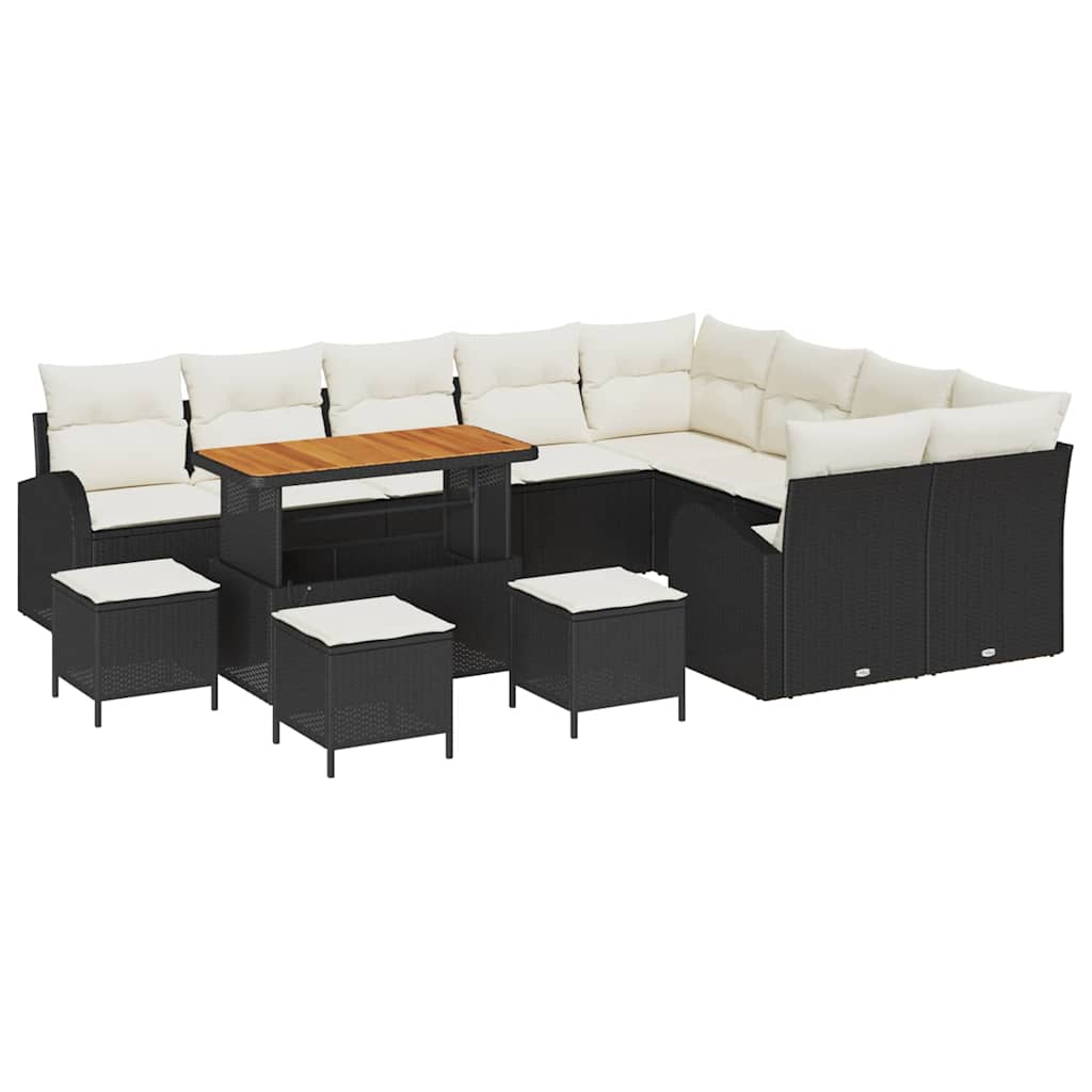 Tuin Sofa Set met kussen met opslag 13 pcs Zwart en Crème is nu te koop bij PeponiXL, paradijselijk wonen!