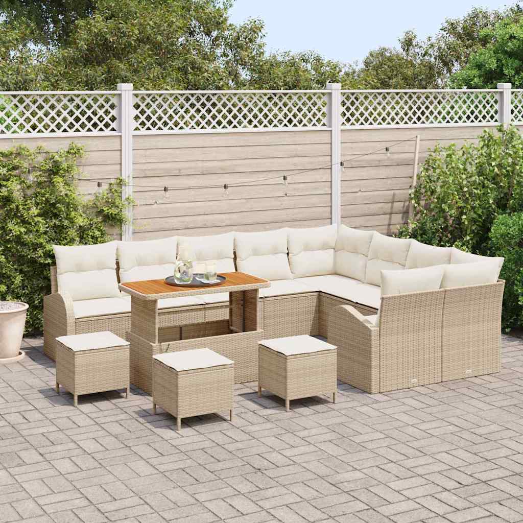 Tuin Sofa Set met kussen met opslag 13 pcs Beige en Crème is nu te koop bij PeponiXL, paradijselijk wonen!