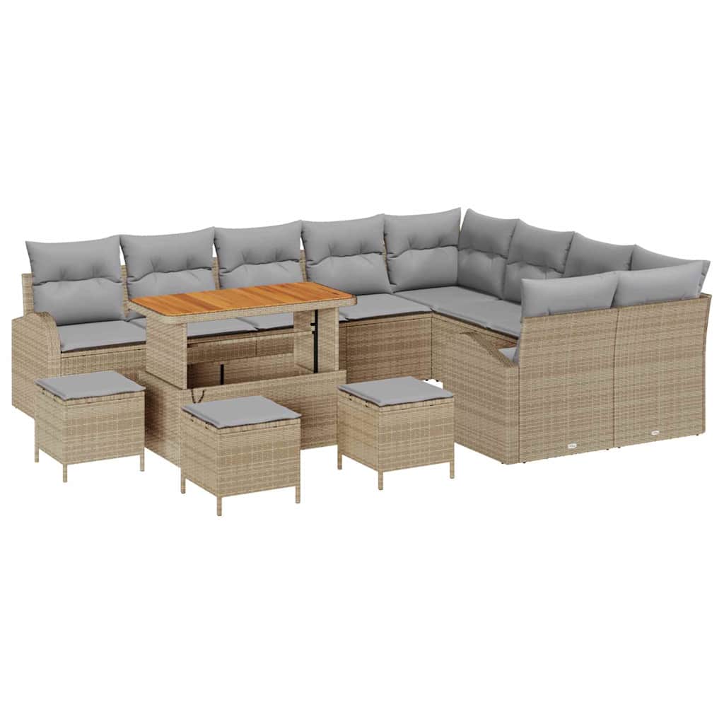 Tuin Sofa Set met kussen met opslag 13 pcs Beige en Licht Grijs is nu te koop bij PeponiXL, paradijselijk wonen!