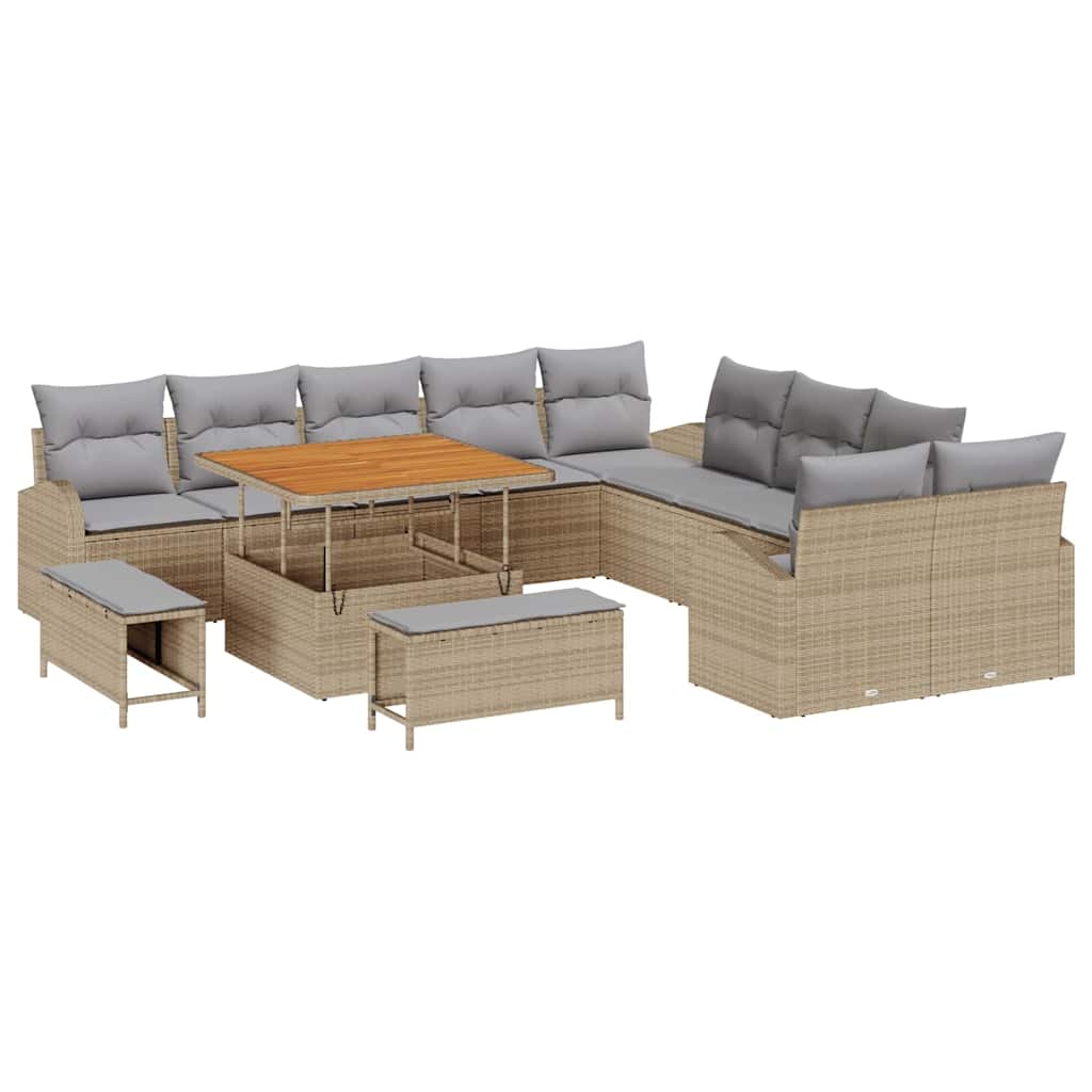 Tuin Sofa Set met kussen met opslag 13 pcs Beige en Licht Grijs is nu te koop bij PeponiXL, paradijselijk wonen!