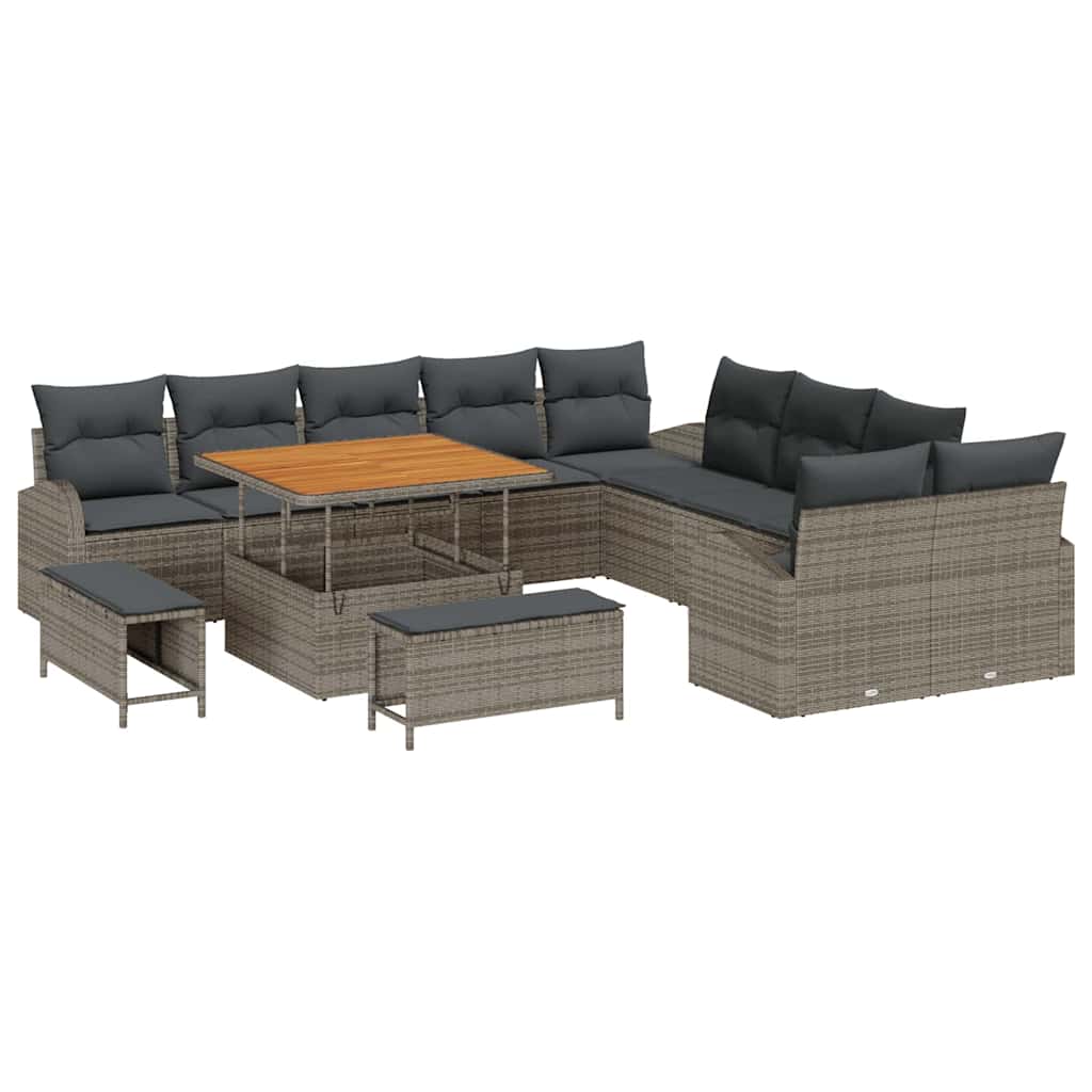 Tuin Sofa Set met kussen met opslag 13 pcs Grijs is nu te koop bij PeponiXL, paradijselijk wonen!