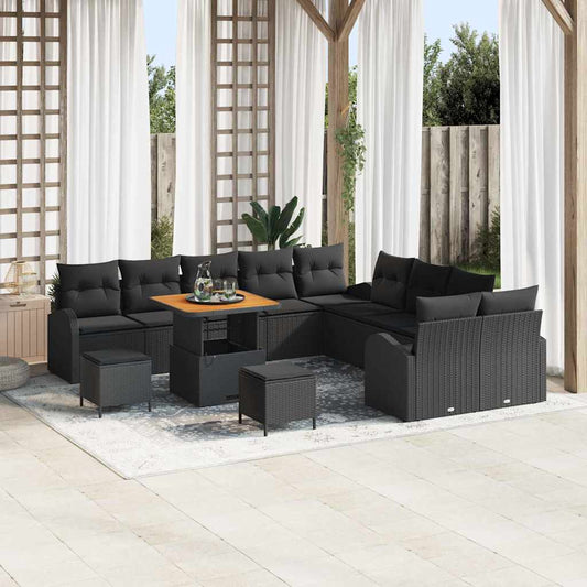 Tuin Sofa Set met kussen met opslag 13 pcs Zwart is nu te koop bij PeponiXL, paradijselijk wonen!