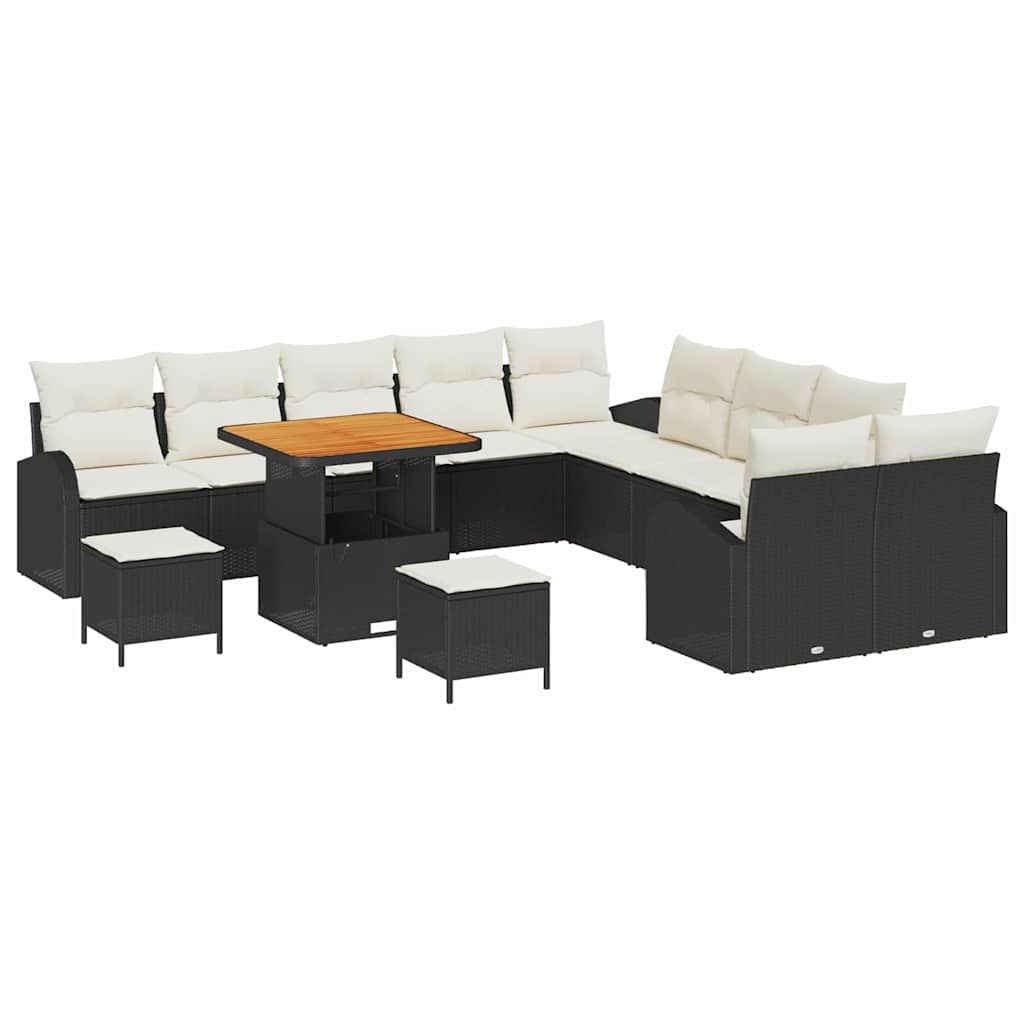 Tuin Sofa Set met kussen met opslag 13 pcs Zwart en Crème is nu te koop bij PeponiXL, paradijselijk wonen!