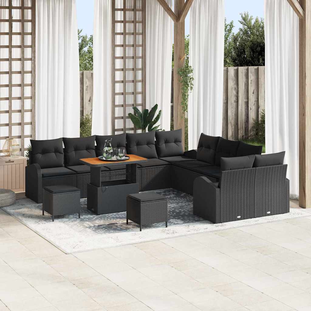Tuin Sofa Set met kussen met opslag 13 pcs Zwart is nu te koop bij PeponiXL, paradijselijk wonen!