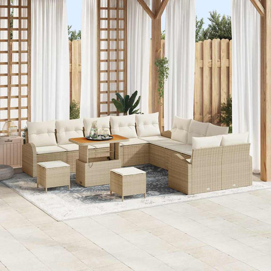 Tuin Sofa Set met kussen met opslag 13 pcs Beige en Crème is nu te koop bij PeponiXL, paradijselijk wonen!