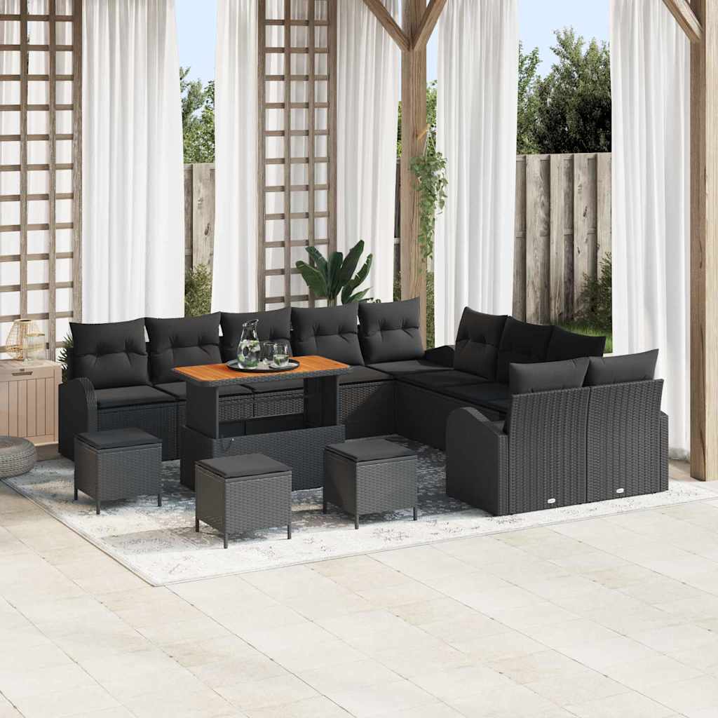 Tuin Sofa Set met kussen met opslag 14 pcs Zwart is nu te koop bij PeponiXL, paradijselijk wonen!