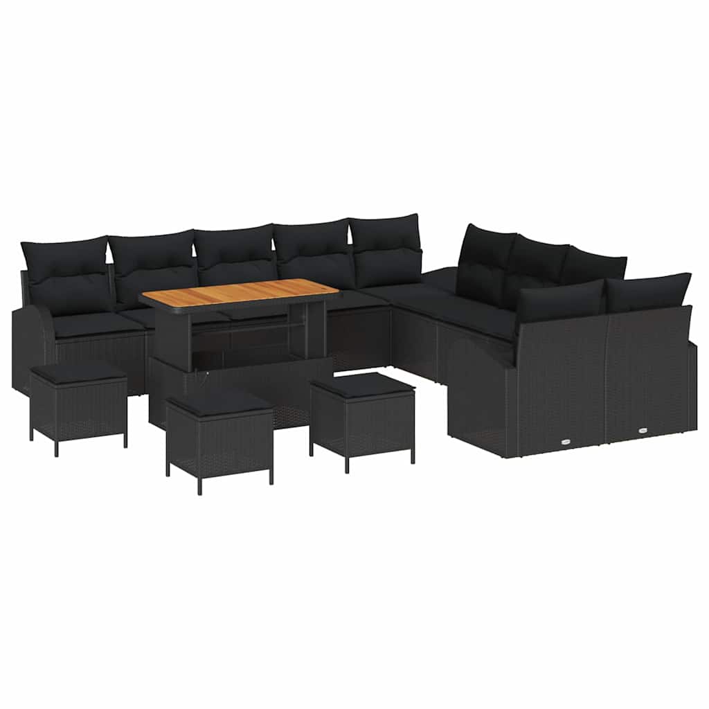 Tuin Sofa Set met kussen met opslag 14 pcs Zwart is nu te koop bij PeponiXL, paradijselijk wonen!