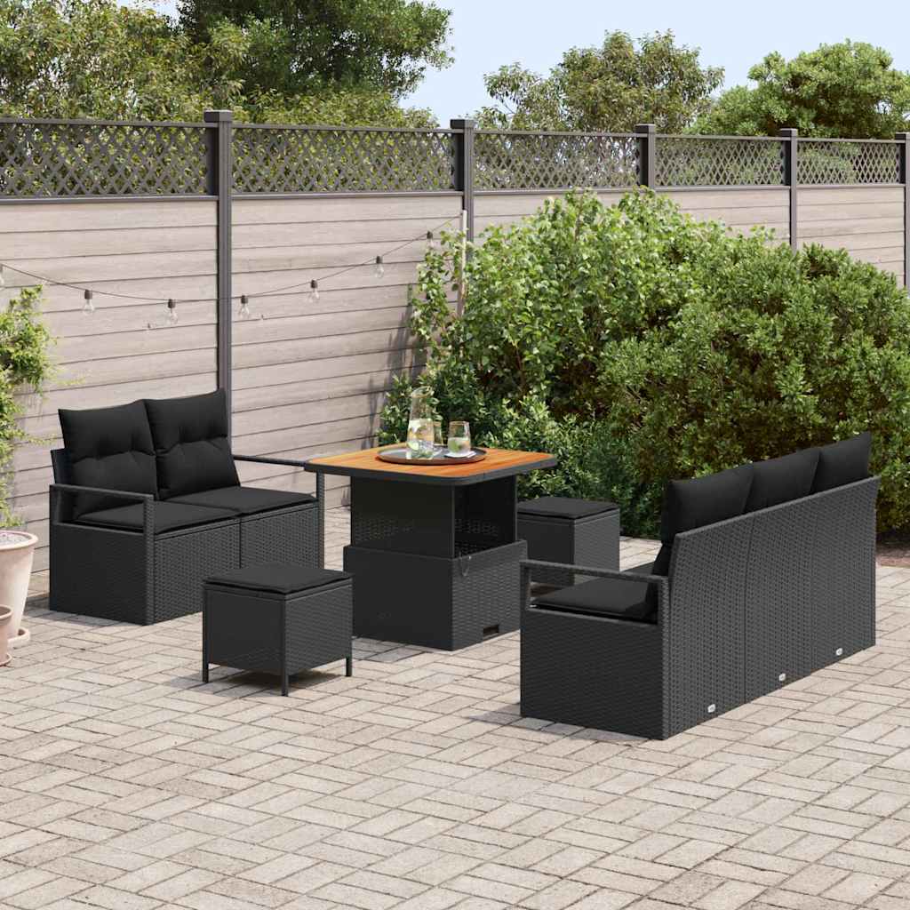 Tuin Sofa Set met kussen met opslag 8 pcs Zwart is nu te koop bij PeponiXL, paradijselijk wonen!
