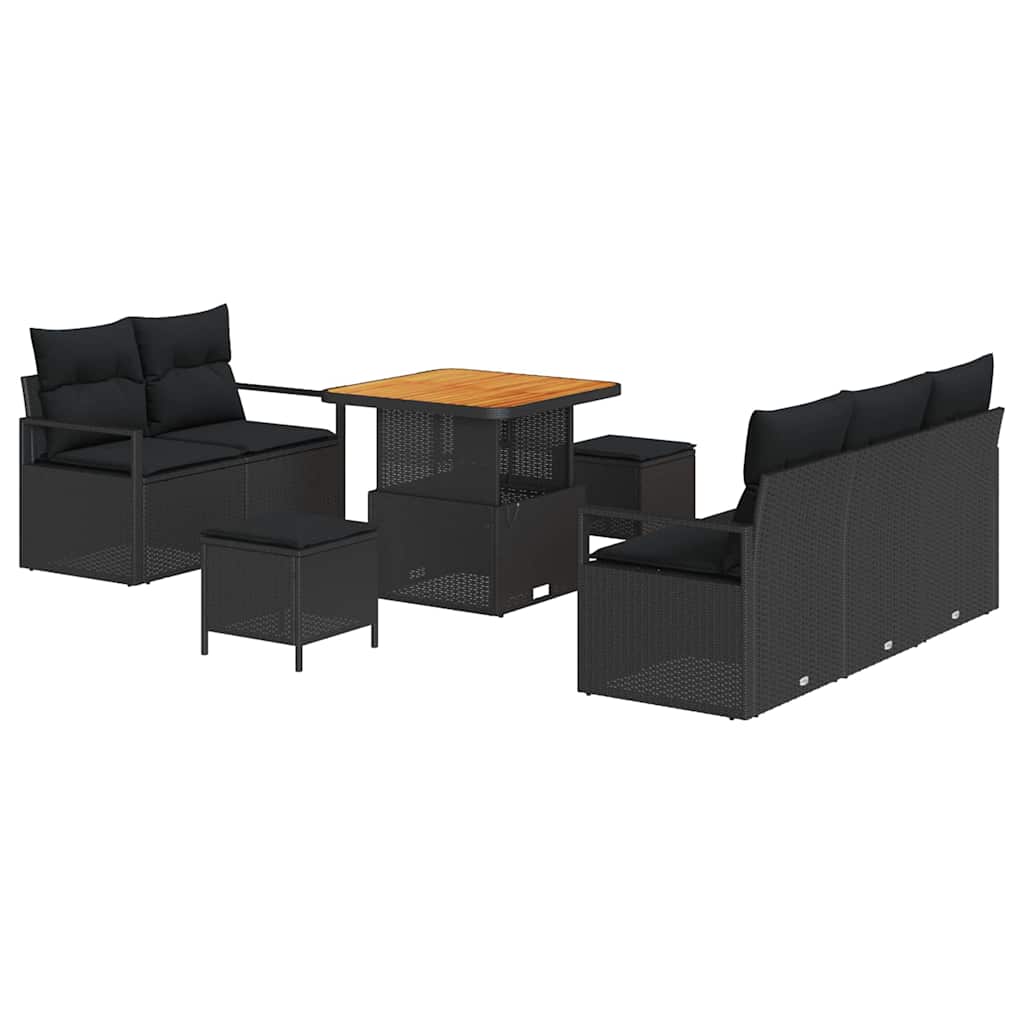Tuin Sofa Set met kussen met opslag 8 pcs Zwart is nu te koop bij PeponiXL, paradijselijk wonen!