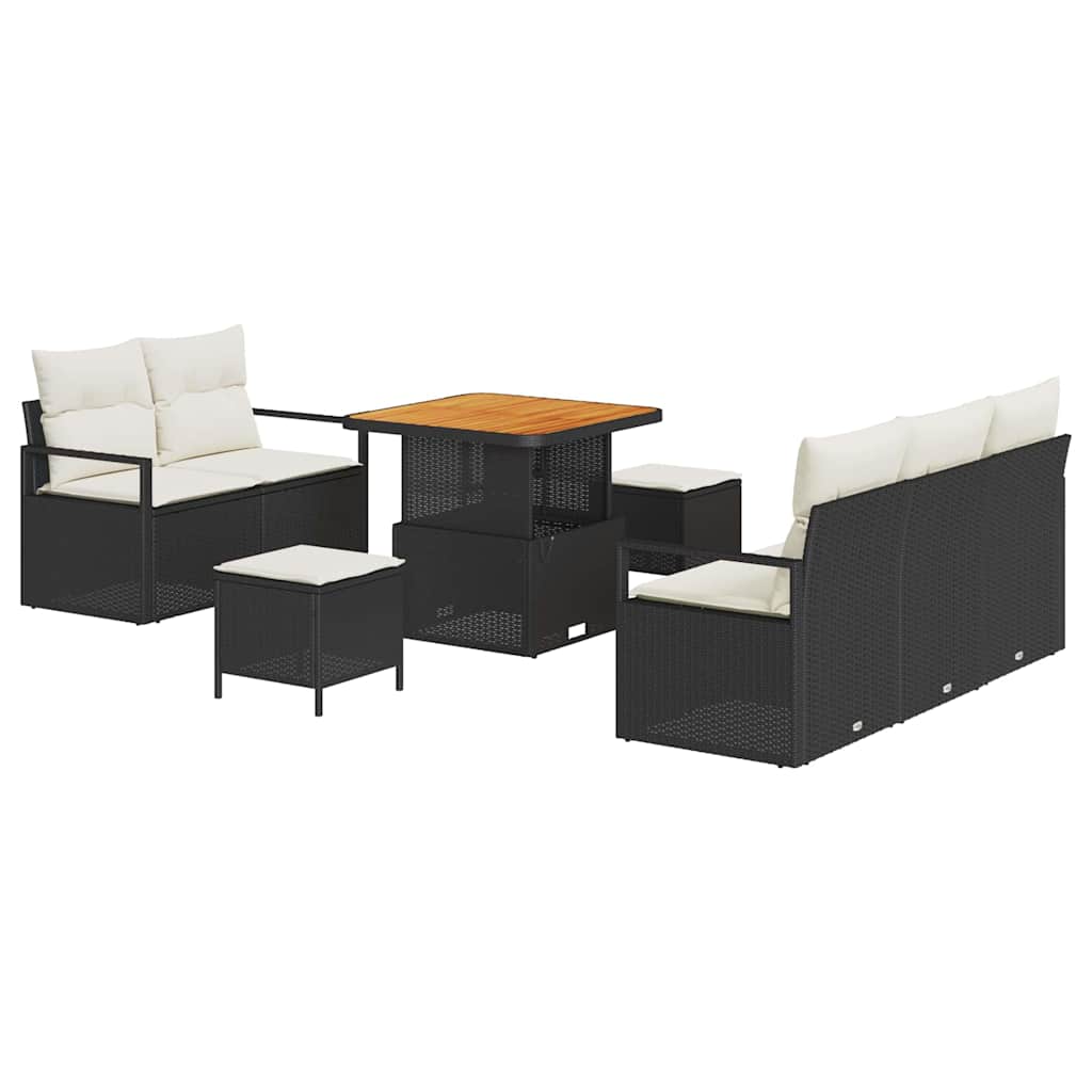 Tuin Sofa Set met kussen met opslag 8 pcs Zwart en Crème is nu te koop bij PeponiXL, paradijselijk wonen!