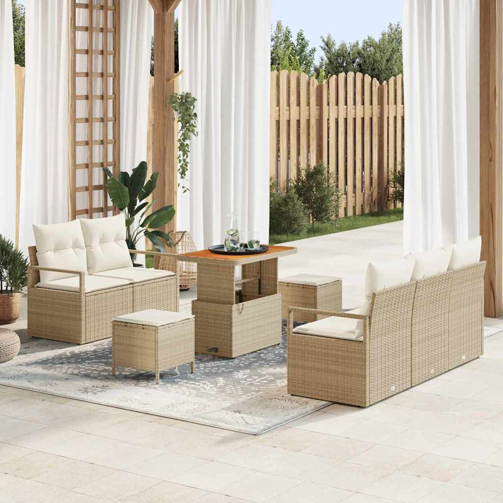 Tuin Sofa Set met kussen met opslag 8 pcs Beige en Crème is nu te koop bij PeponiXL, paradijselijk wonen!