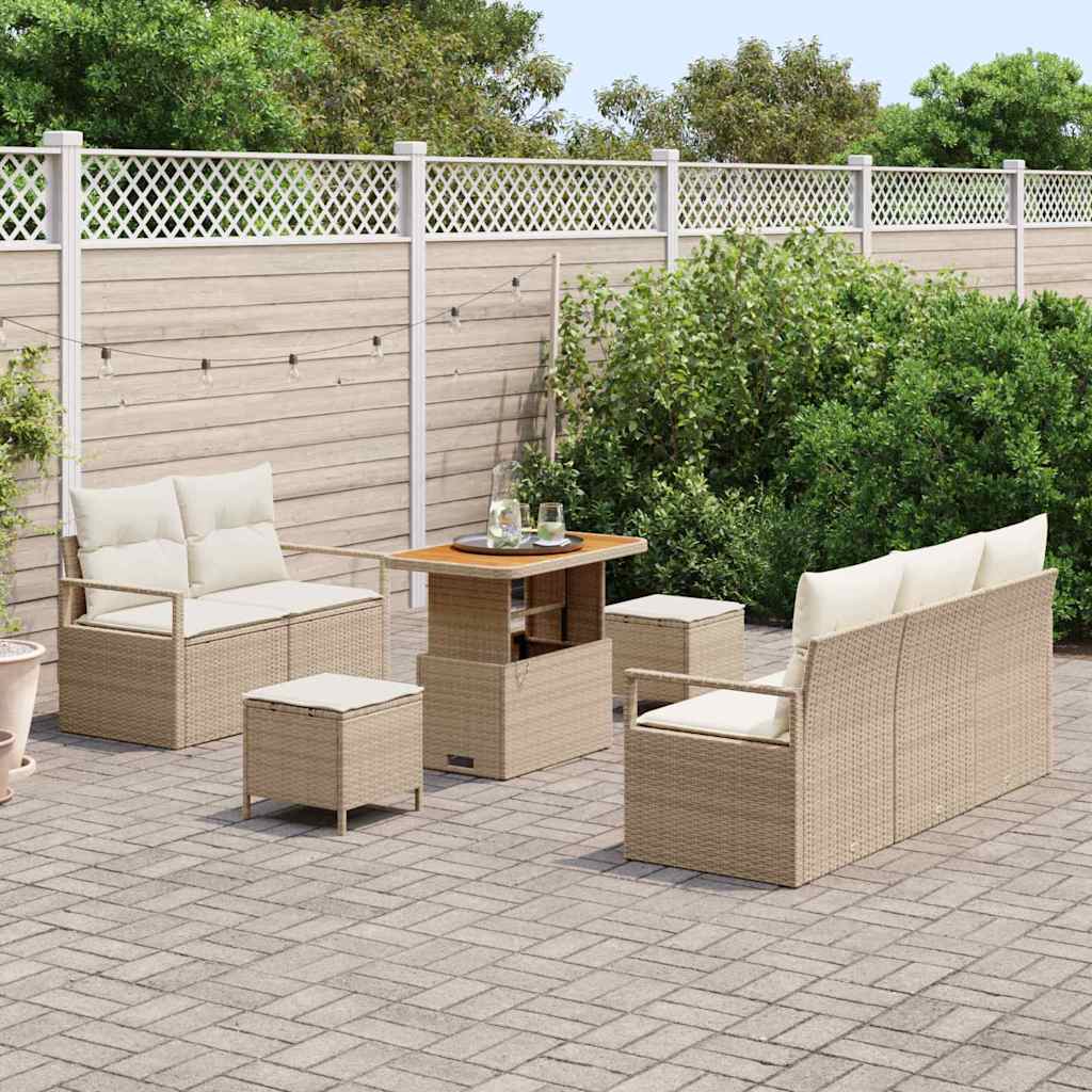 Tuin Sofa Set met kussen met opslag 8 pcs Beige en Crème is nu te koop bij PeponiXL, paradijselijk wonen!