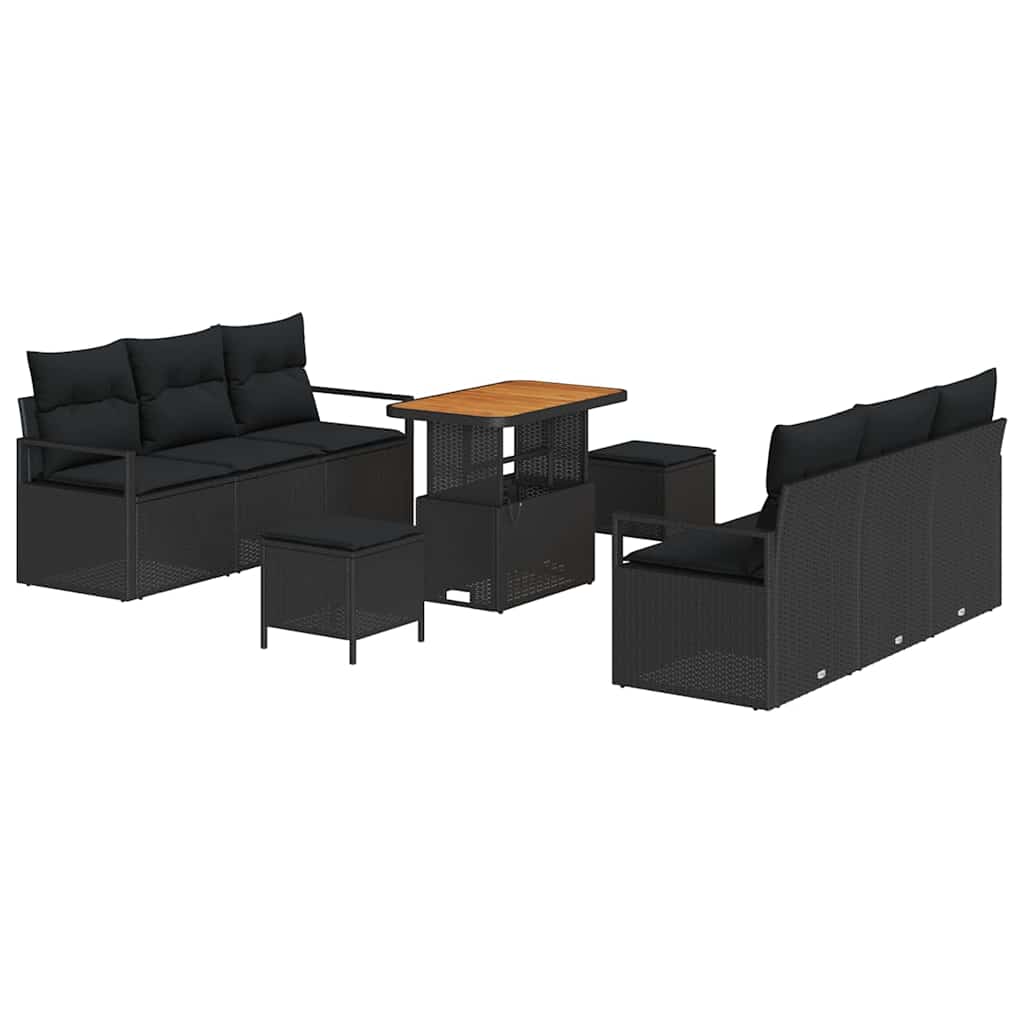 Tuin Sofa Set met opslag 9 pcs Zwart Poly riet is nu te koop bij PeponiXL, paradijselijk wonen!