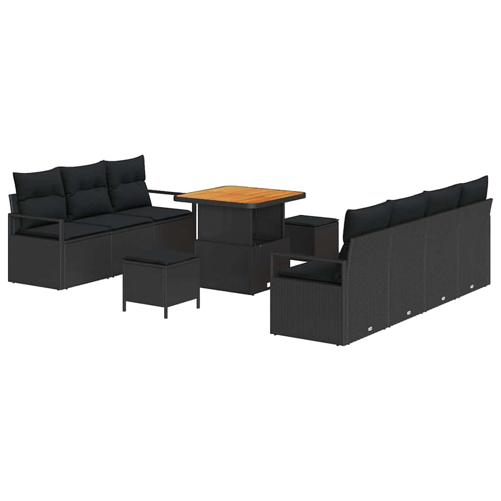 Tuin Sofa Set met kussen met opslag 10 pcs Zwart is nu te koop bij PeponiXL, paradijselijk wonen!