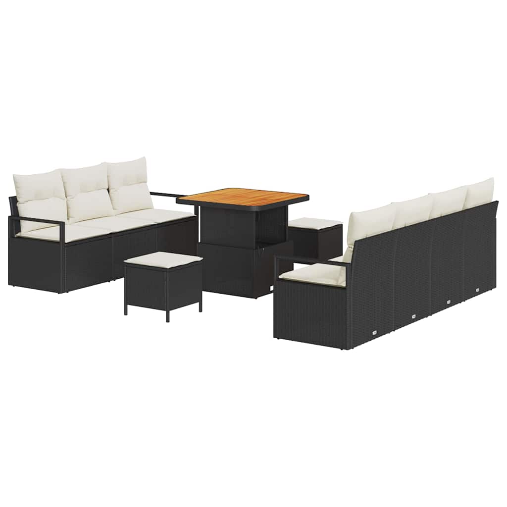 Tuin Sofa Set met kussen met opslag 10 pcs Zwart en Crème is nu te koop bij PeponiXL, paradijselijk wonen!
