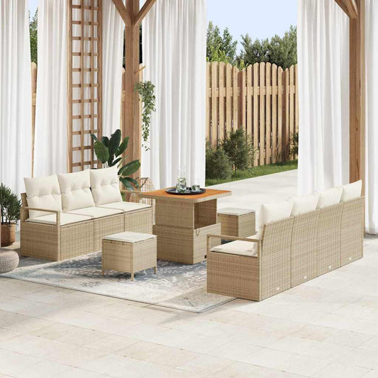 Tuin Sofa Set met kussen met opslag 10 pcs Beige en Crème is nu te koop bij PeponiXL, paradijselijk wonen!