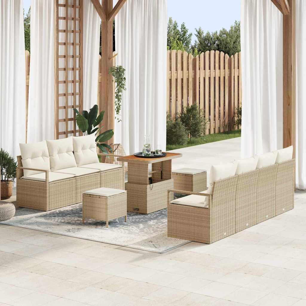 Tuin Sofa Set met kussen met opslag 10 pcs Beige en Crème is nu te koop bij PeponiXL, paradijselijk wonen!