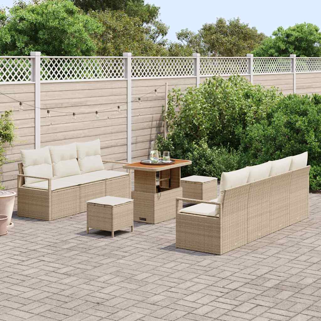 Tuin Sofa Set met kussen met opslag 10 pcs Beige en Crème is nu te koop bij PeponiXL, paradijselijk wonen!
