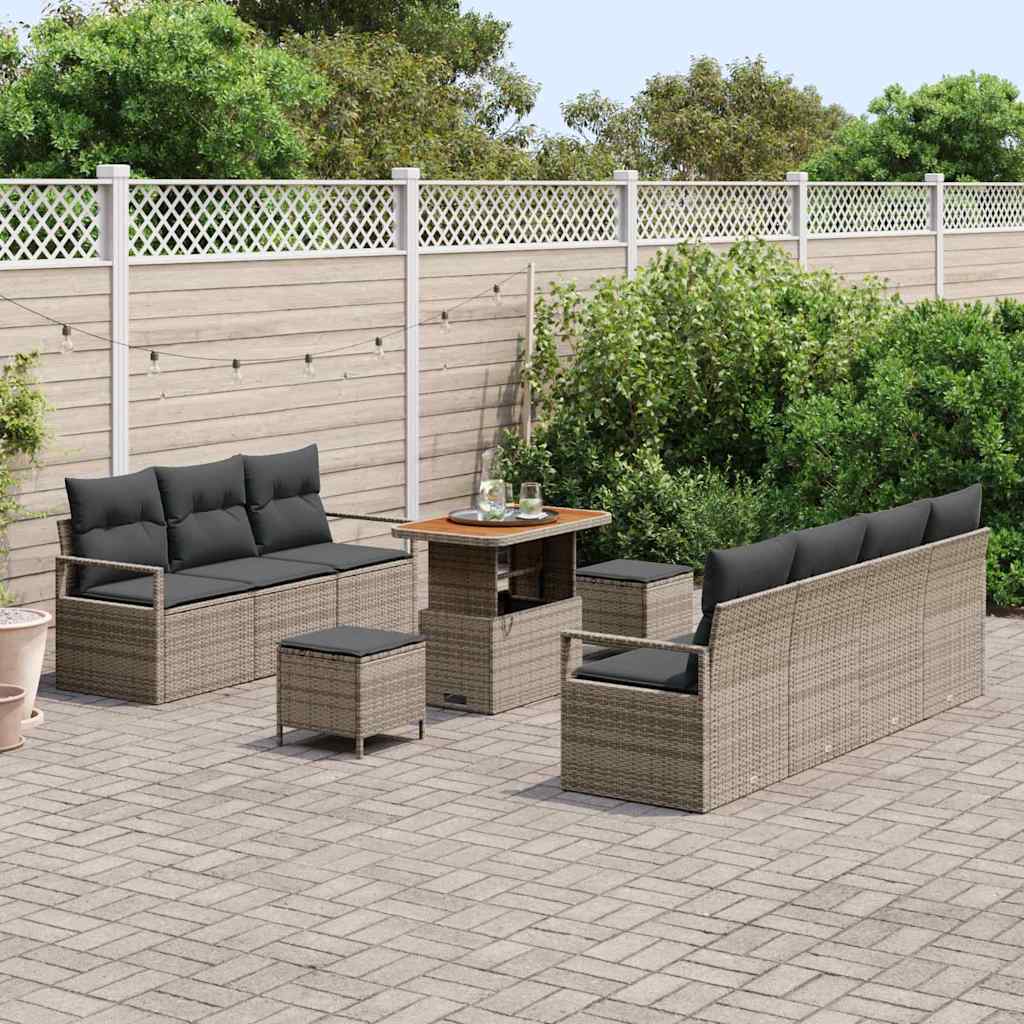 Tuin Sofa Set met kussen met opslag 10 pcs Grijs is nu te koop bij PeponiXL, paradijselijk wonen!