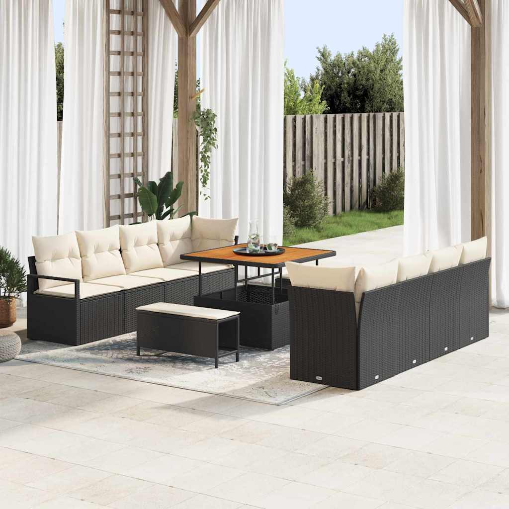 Tuin Sofa Set met kussen Zwart en Crème 100 x 100 x 71 cm is nu te koop bij PeponiXL, paradijselijk wonen!