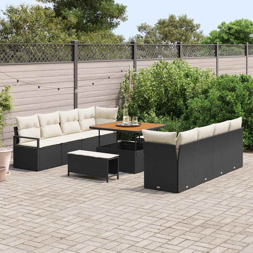 Tuin Sofa Set met kussen Zwart en Crème 100 x 100 x 71 cm is nu te koop bij PeponiXL, paradijselijk wonen!