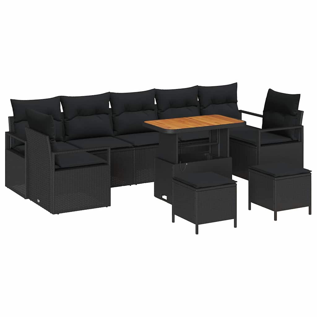 Tuin Sofa Set met kussen met opslag met kussen 10 pcs Zwart is nu te koop bij PeponiXL, paradijselijk wonen!