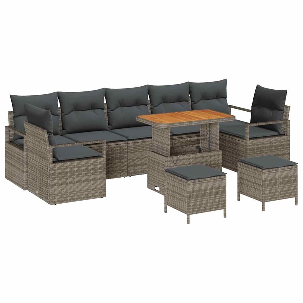 Tuin Sofa Set met kussen met opslag met kussen 10 pcs Grijs is nu te koop bij PeponiXL, paradijselijk wonen!