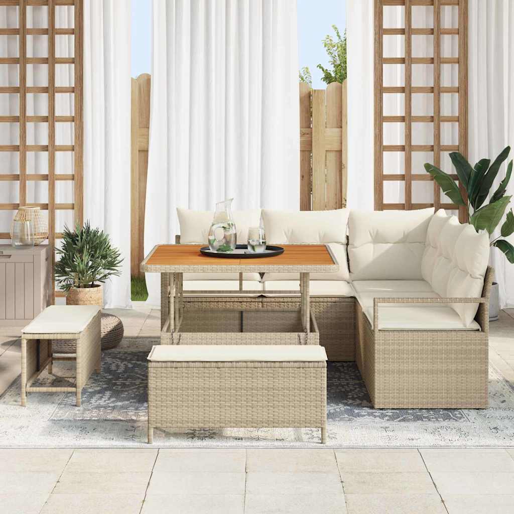 Tuin Sofa Set met kussen met opslag 8 pcs Beige en Crème is nu te koop bij PeponiXL, paradijselijk wonen!