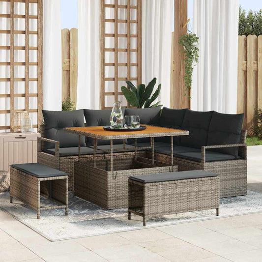 Tuin Sofa Set met kussen met opslag 8 pcs Grijs is nu te koop bij PeponiXL, paradijselijk wonen!
