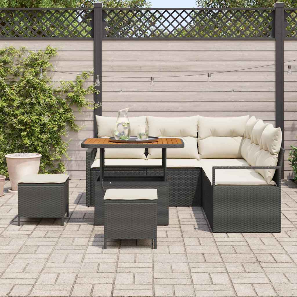 Tuin Sofa Set met kussen met opslag 8 pcs Zwart en Crème is nu te koop bij PeponiXL, paradijselijk wonen!