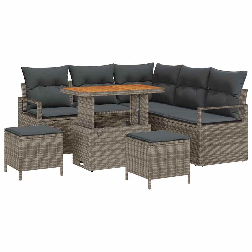 Tuin Sofa Set met kussen met opslag 8 pcs Grijs is nu te koop bij PeponiXL, paradijselijk wonen!