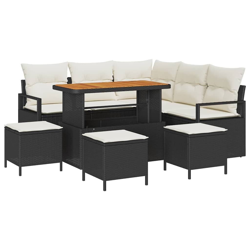 Tuin Sofa Set met kussen met opslag 9 pcs Zwart en Crème is nu te koop bij PeponiXL, paradijselijk wonen!